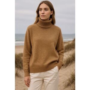 Northern Isles Premium Wool Alpaca Turtleneck Sweater XL Camel Brown